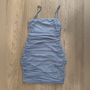 PrettyLittleThing Blue Ruched Dress